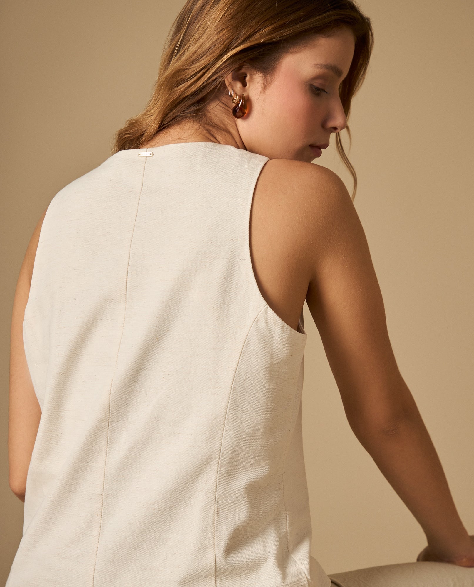 Camisa manga sisa con botonadura frontal de botones forrados - Crudo 34_412H008_CRU110602_4