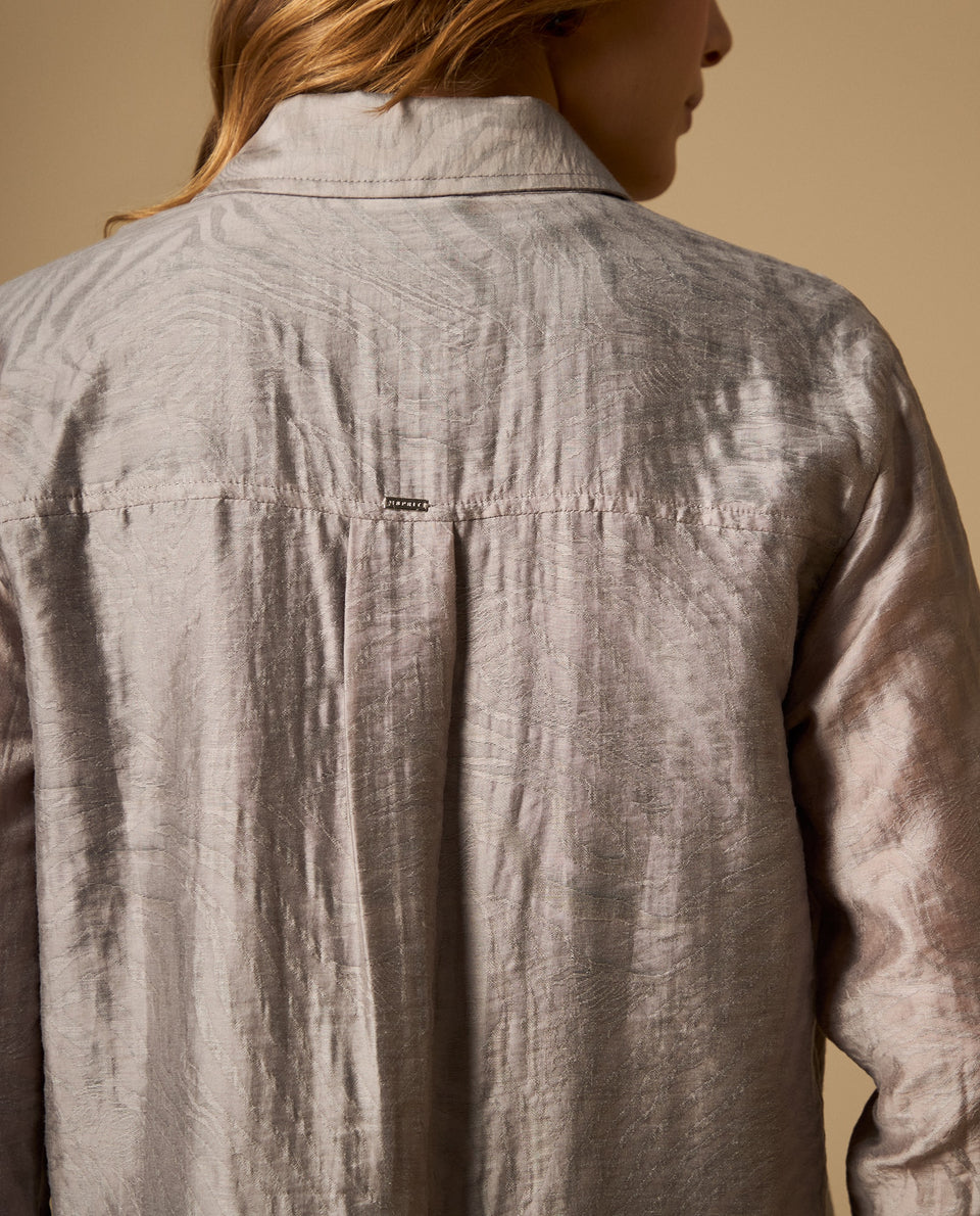 Camisa manga larga cuello camisero con acabado satinado - Gris 34_412H011_GRI164400_5