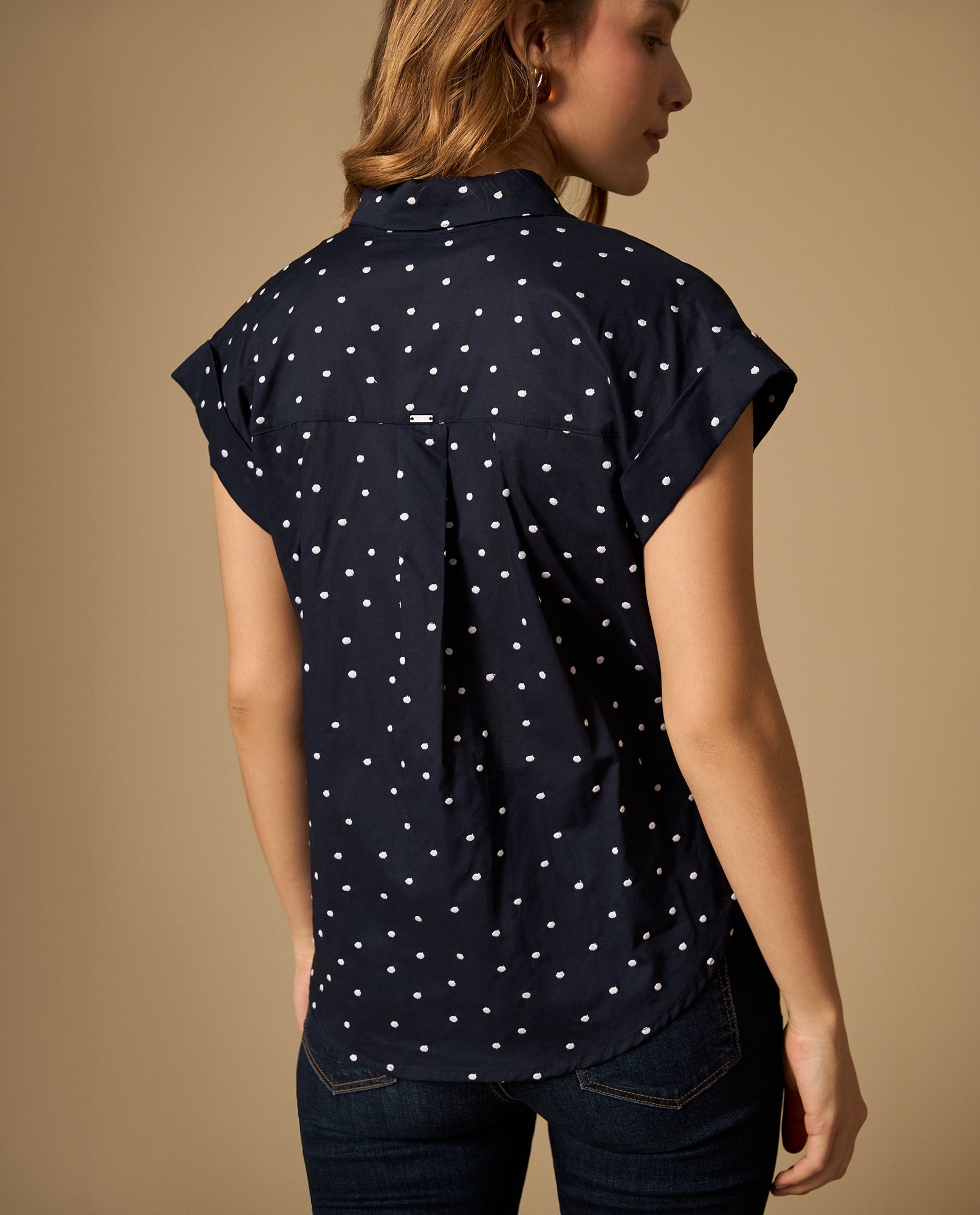 Camisa bordada manga corta con bolsillo frontal - Azul 34_412H040_AZU193933_4