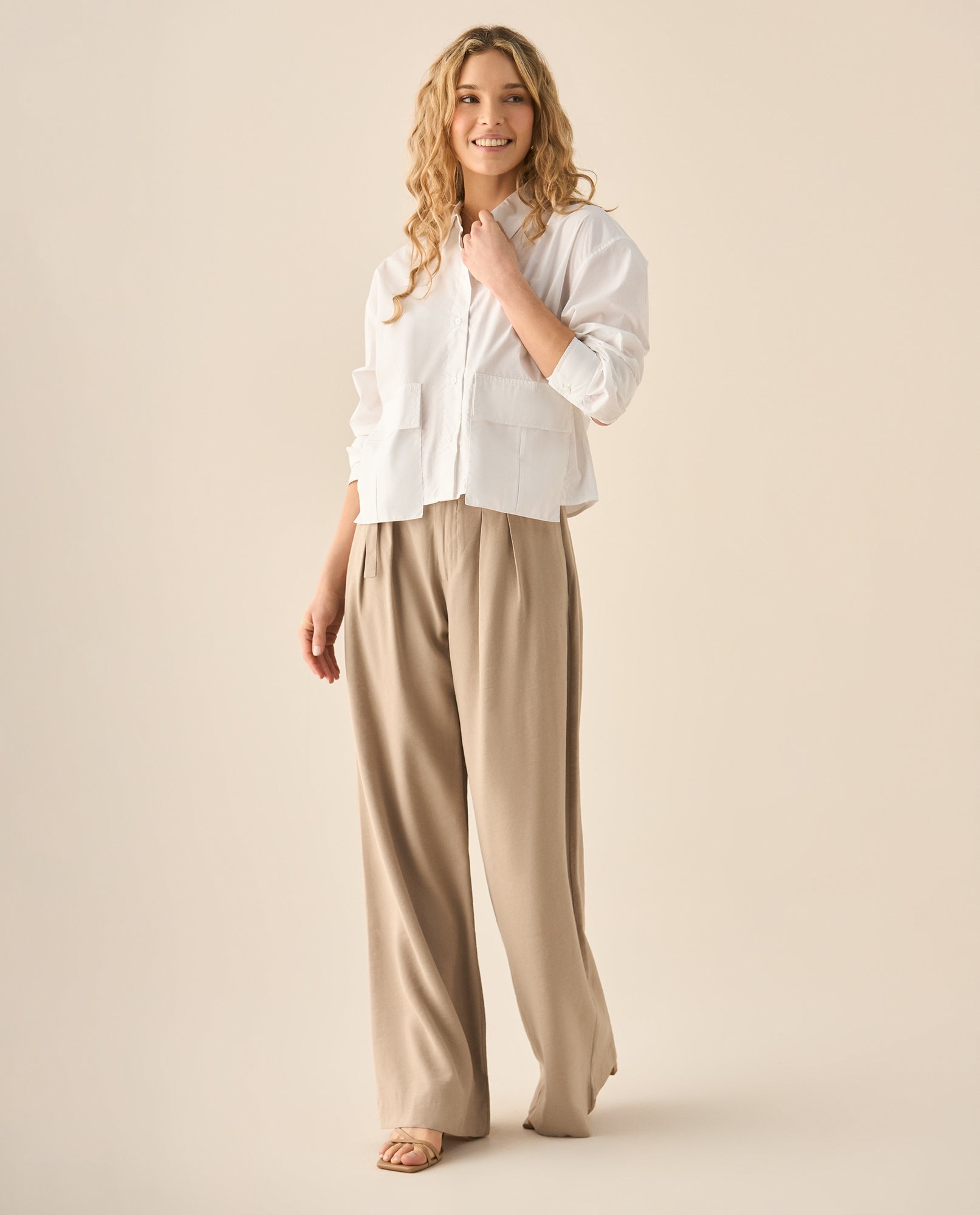 Camisa manga larga con bolsillos de tapa para mujer  - Blanco 34_413G000_BLA110601_5