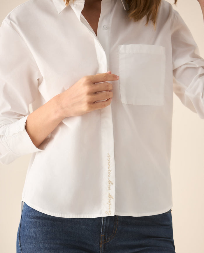 Camisa clásica con bordado para mujer - Blanco 34_413G001_BLA110601_3