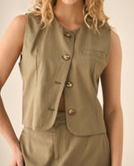 Camisa tipo chaleco cuello redondo para mujer  - Verde