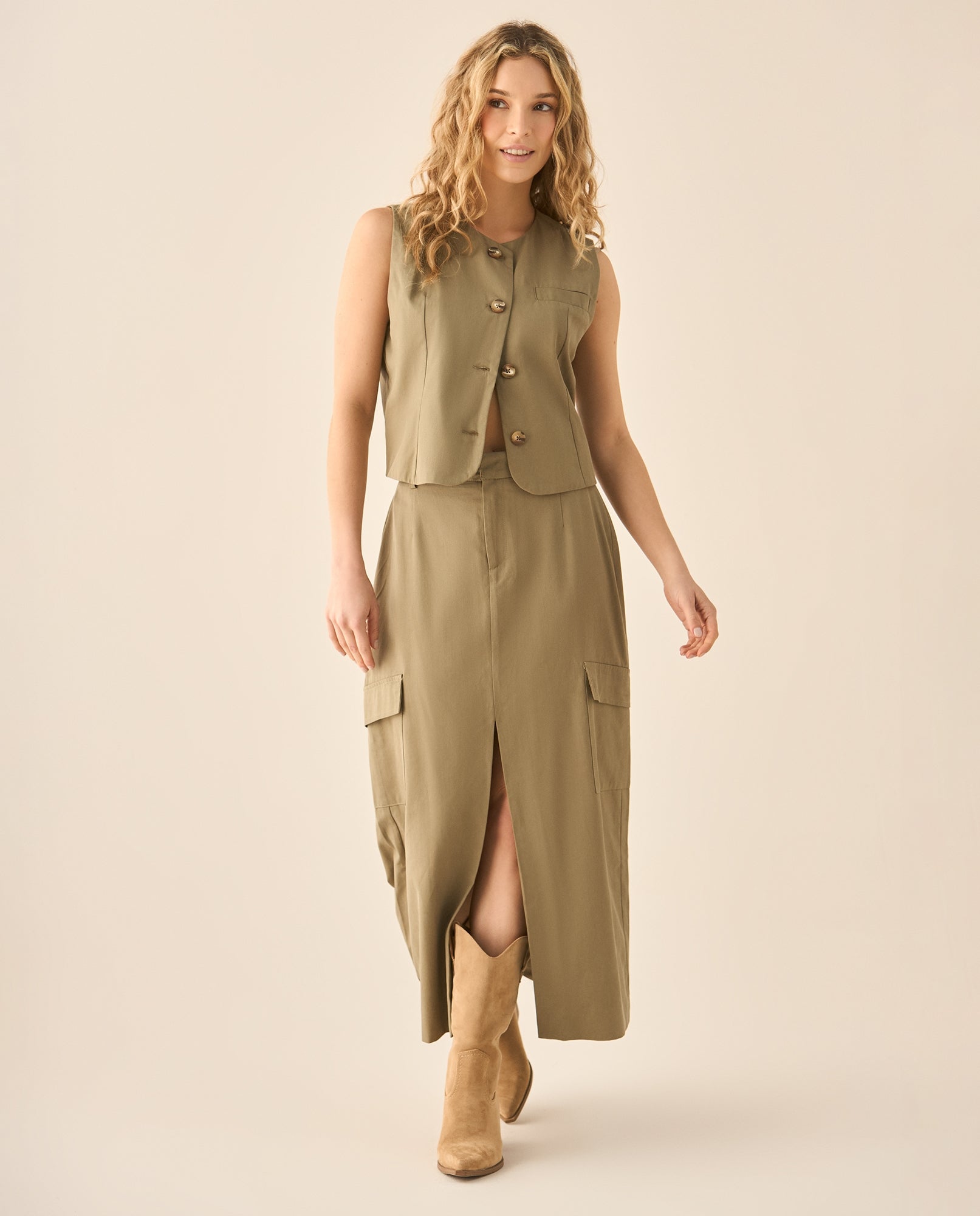 Camisa tipo chaleco cuello redondo para mujer  - Verde 34_413G003_VER170618_5