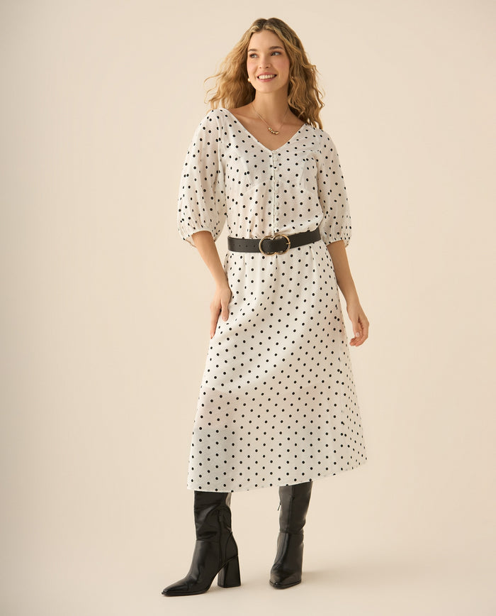 Camisa con escote en V para mujer - Blanco 34_413G017_BLA110601_0