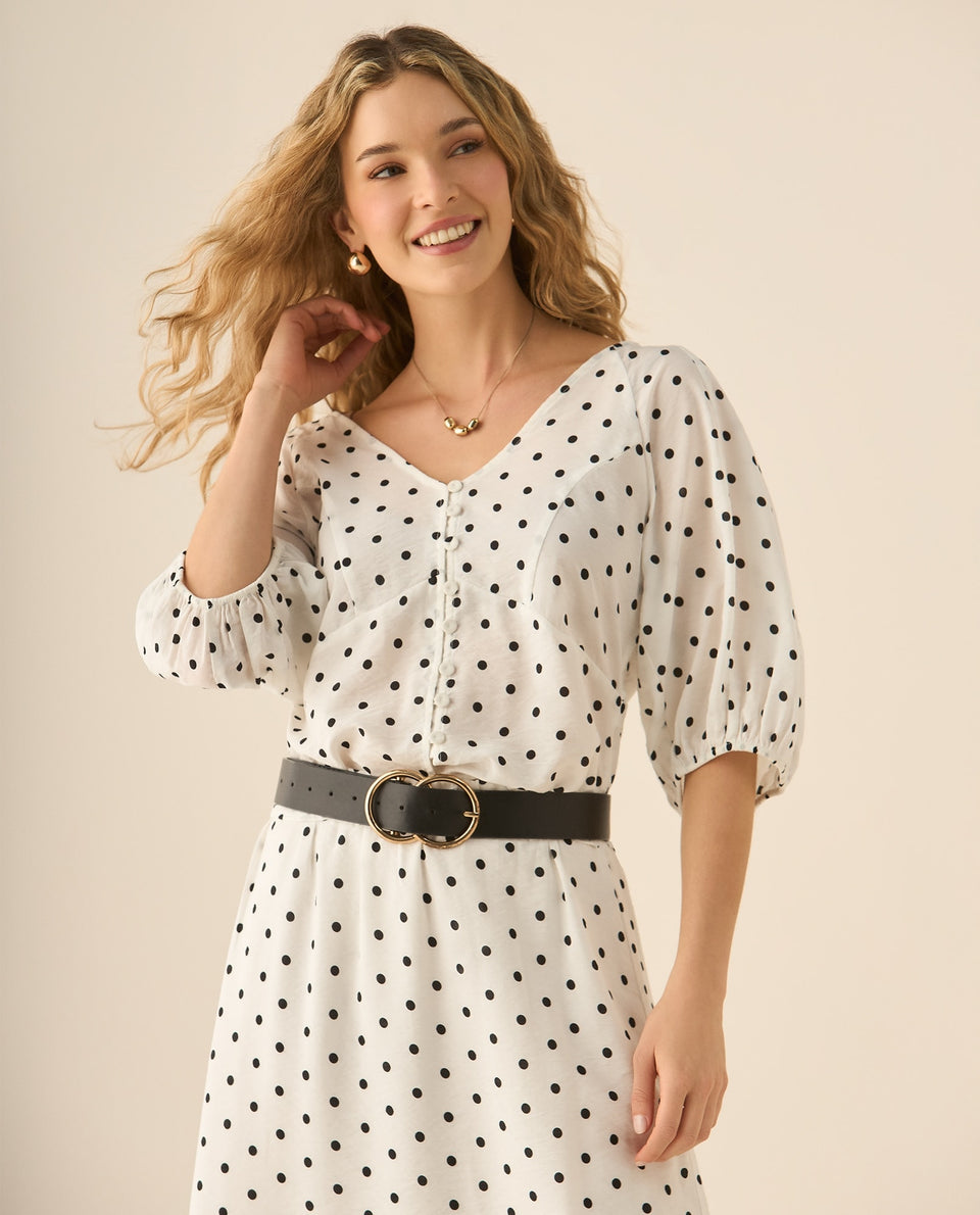 Camisa con escote en V para mujer - Blanco 34_413G017_BLA110601_3