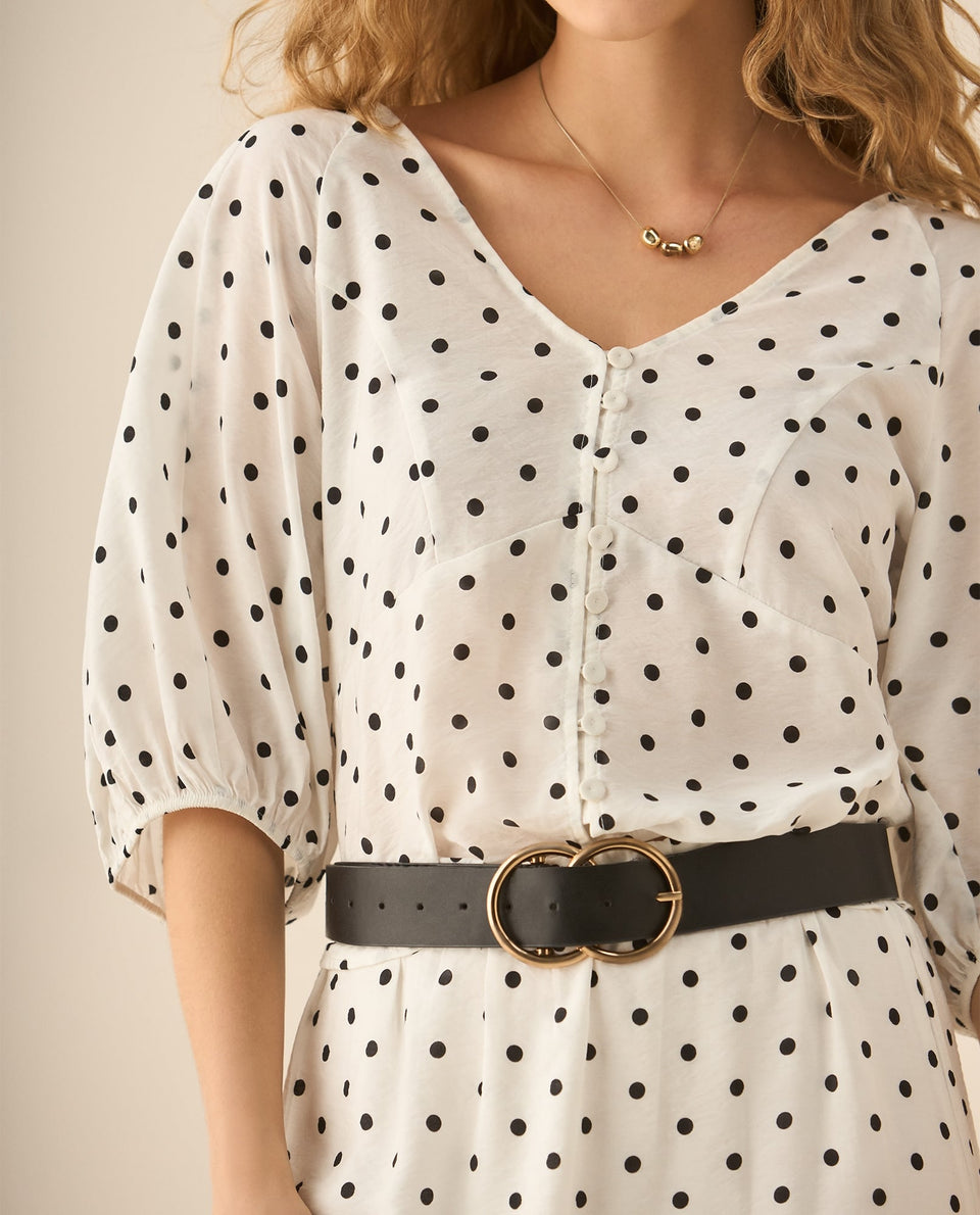 Camisa con escote en V para mujer - Blanco 34_413G017_BLA110601_4