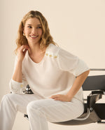 Camisa con escote redondo para mujer - Blanco