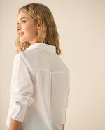 Camisa clásica con apliques de piedras para mujer - Blanco