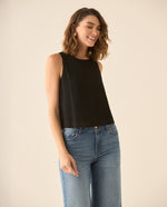 Camisa manga sisa con textura para mujer  - Negro
