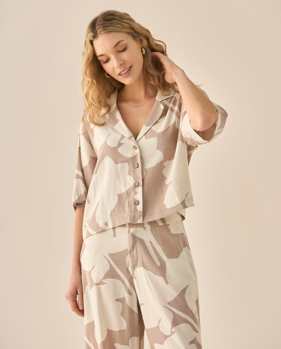Camisa con estampado abstracto para mujer - Café 34_413G026_CAF171319_3