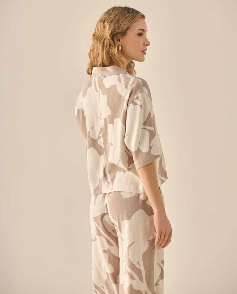 Camisa con estampado abstracto para mujer - Café 34_413G026_CAF171319_4