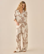 Camisa con estampado abstracto para mujer - Café