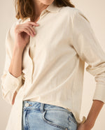 Camisa de rayas con brillo para mujer  - Blanco