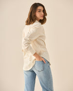 Camisa de rayas con brillo para mujer  - Blanco