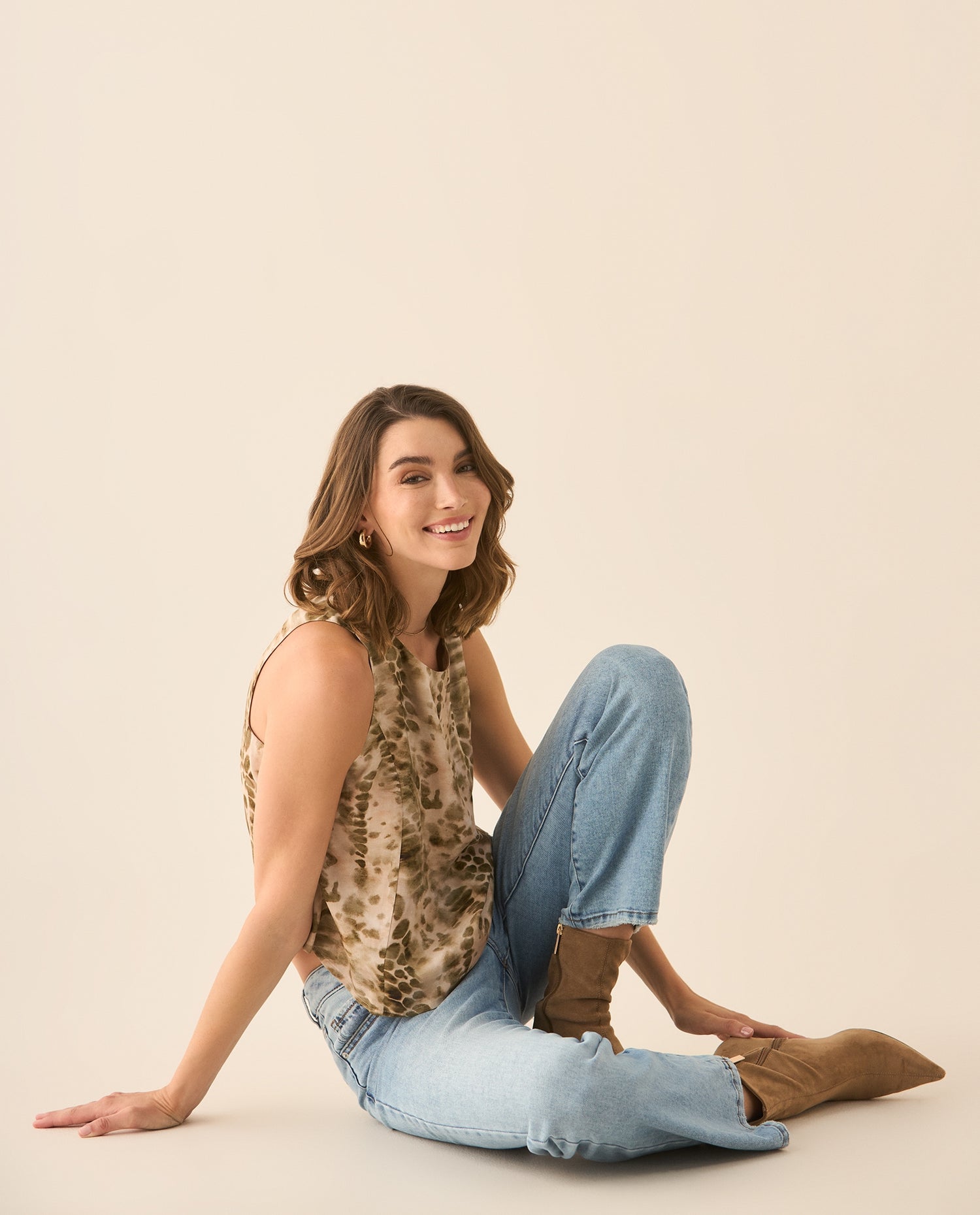 Camisa manga sisa con estampado para mujer  - Verde