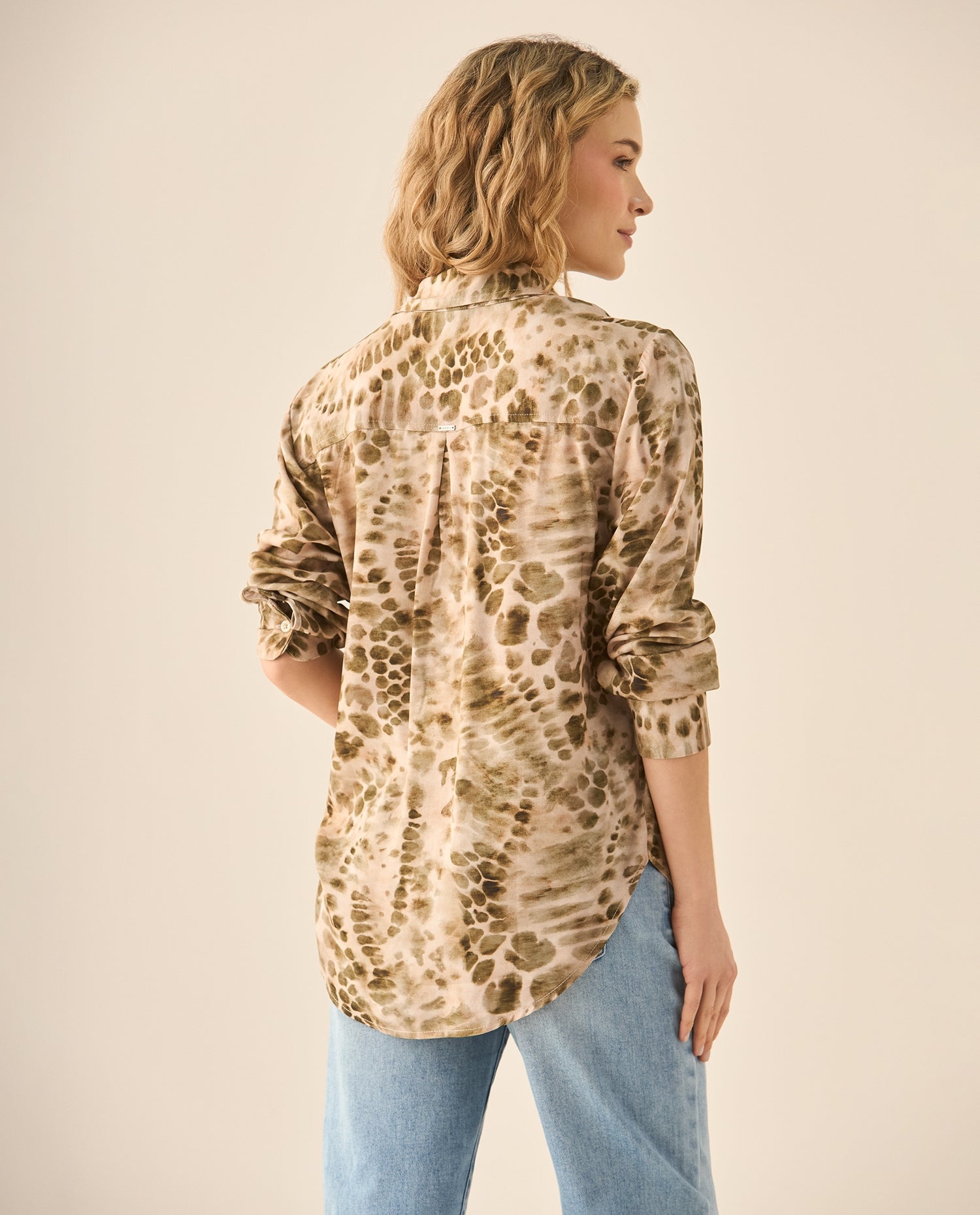 Camisa manga larga con estampado para mujer  - Verde