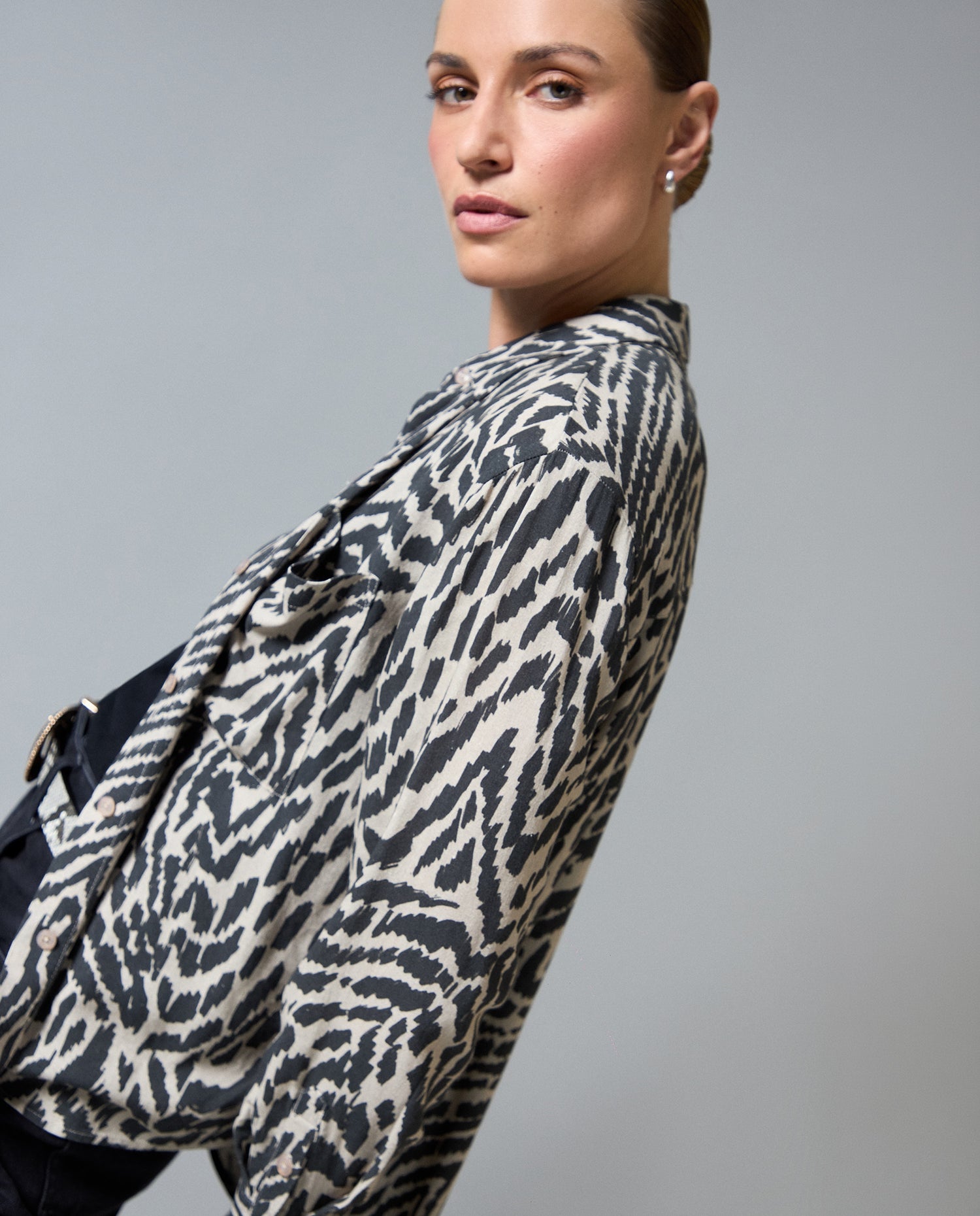 Camisa ML Animal Print - Crudo