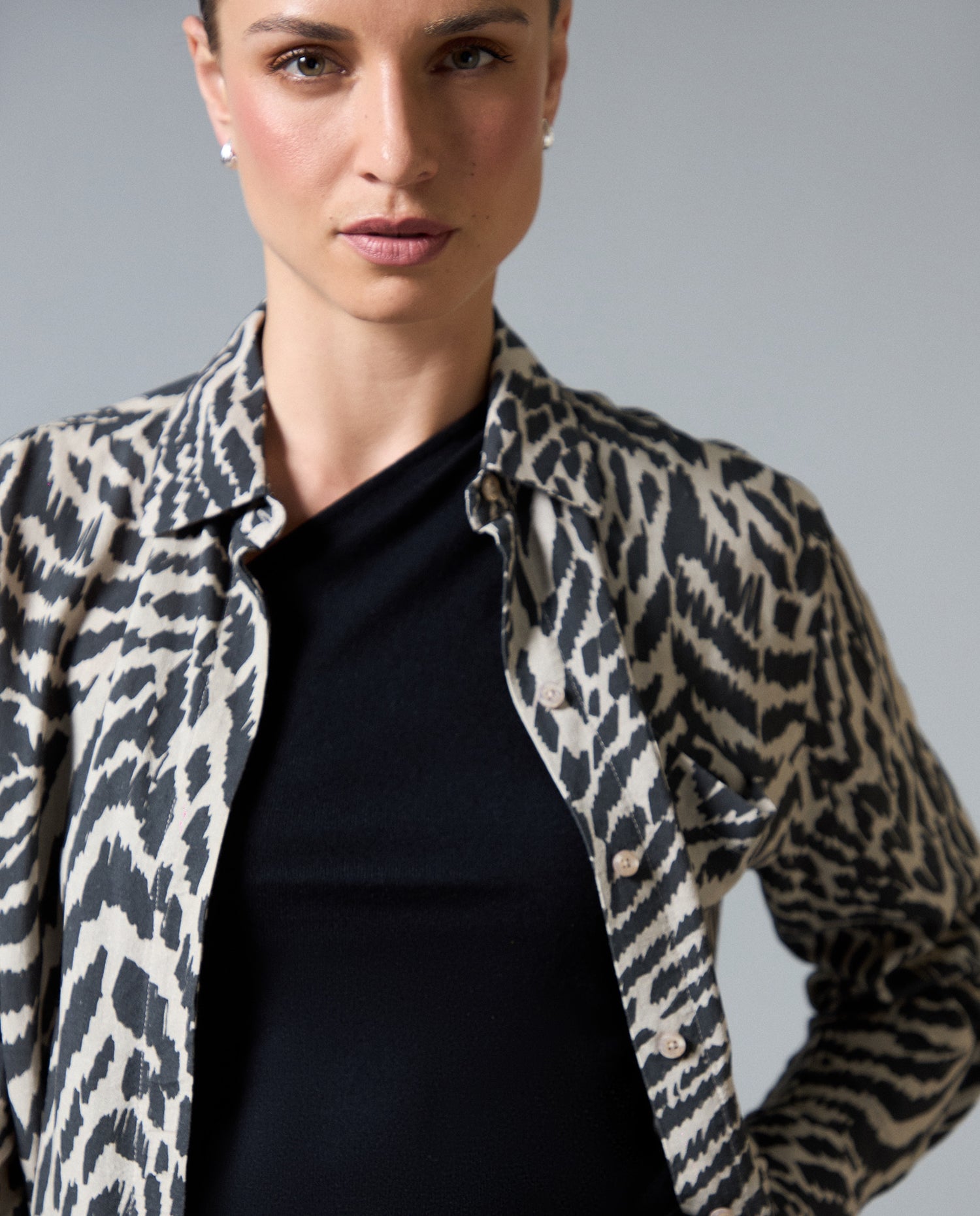 Camisa ML Animal Print - Crudo