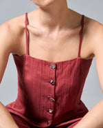 Camisa tiras cuello bandeja - Rojo