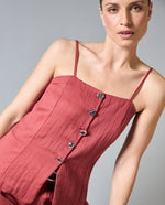 Camisa tiras cuello bandeja - Rojo