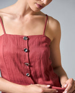 Camisa tiras cuello bandeja - Rojo
