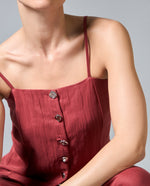 Camisa tiras cuello bandeja - Rojo