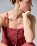 Camisa tiras cuello bandeja - Rojo