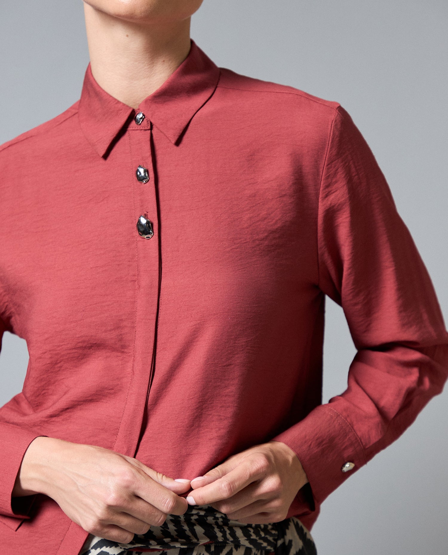 Camisa Manga Larga Camisera - Rojo