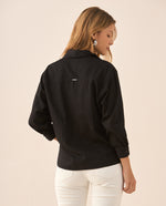 Camisa manga larga con apliques para mujer - Negro