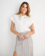 Camisa manga sisa con pieza para mujer - Crudo