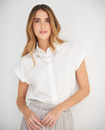 Camisa manga sisa con pieza para mujer - Crudo