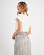Camisa manga sisa con pieza para mujer - Crudo