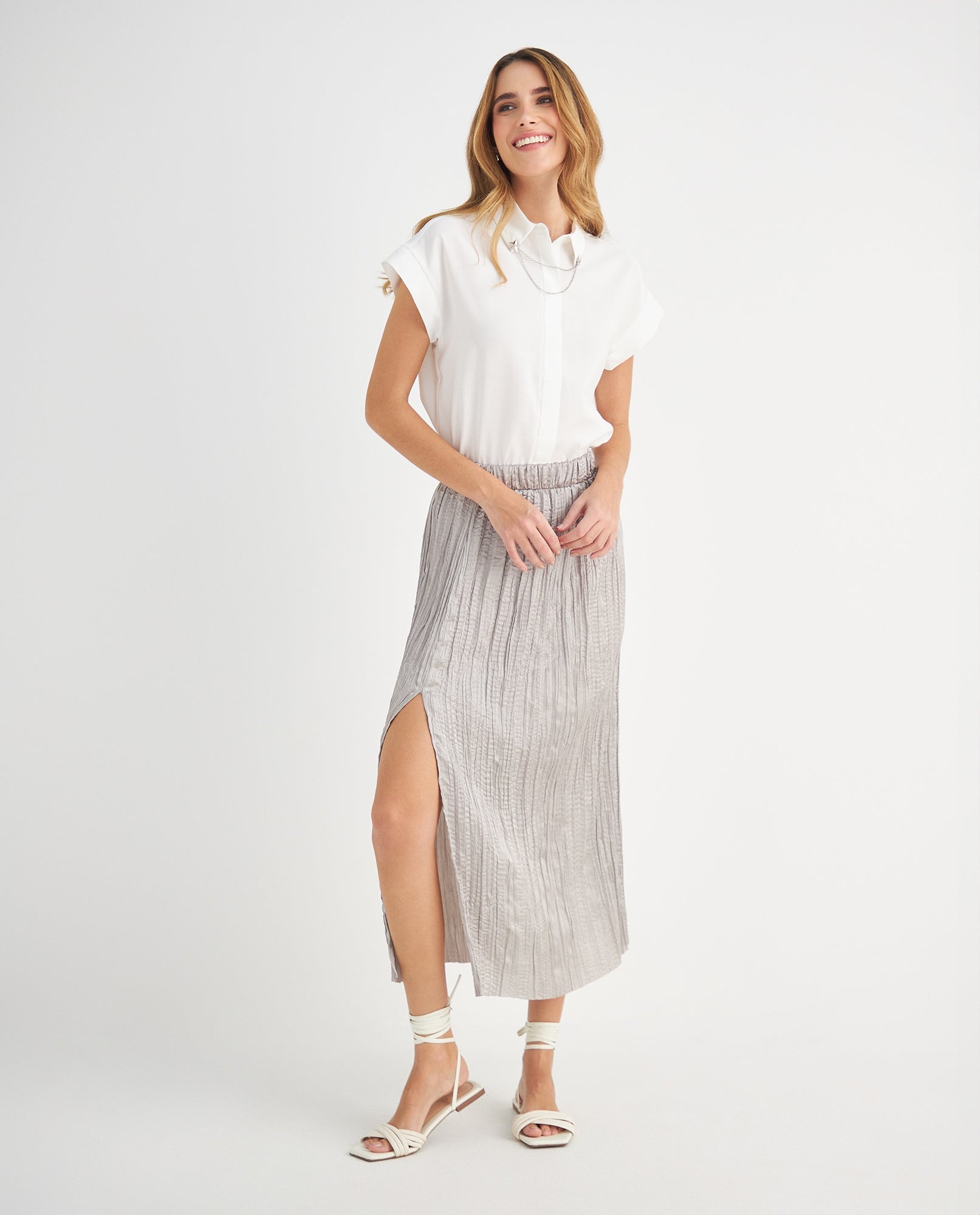 Camisa manga sisa con pieza para mujer - Crudo 34_419F017_CRU110602_6