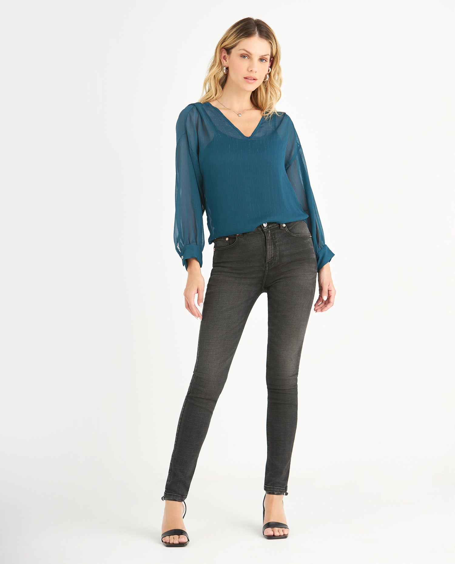 Camisa de tela con transparencia para mujer - Verde