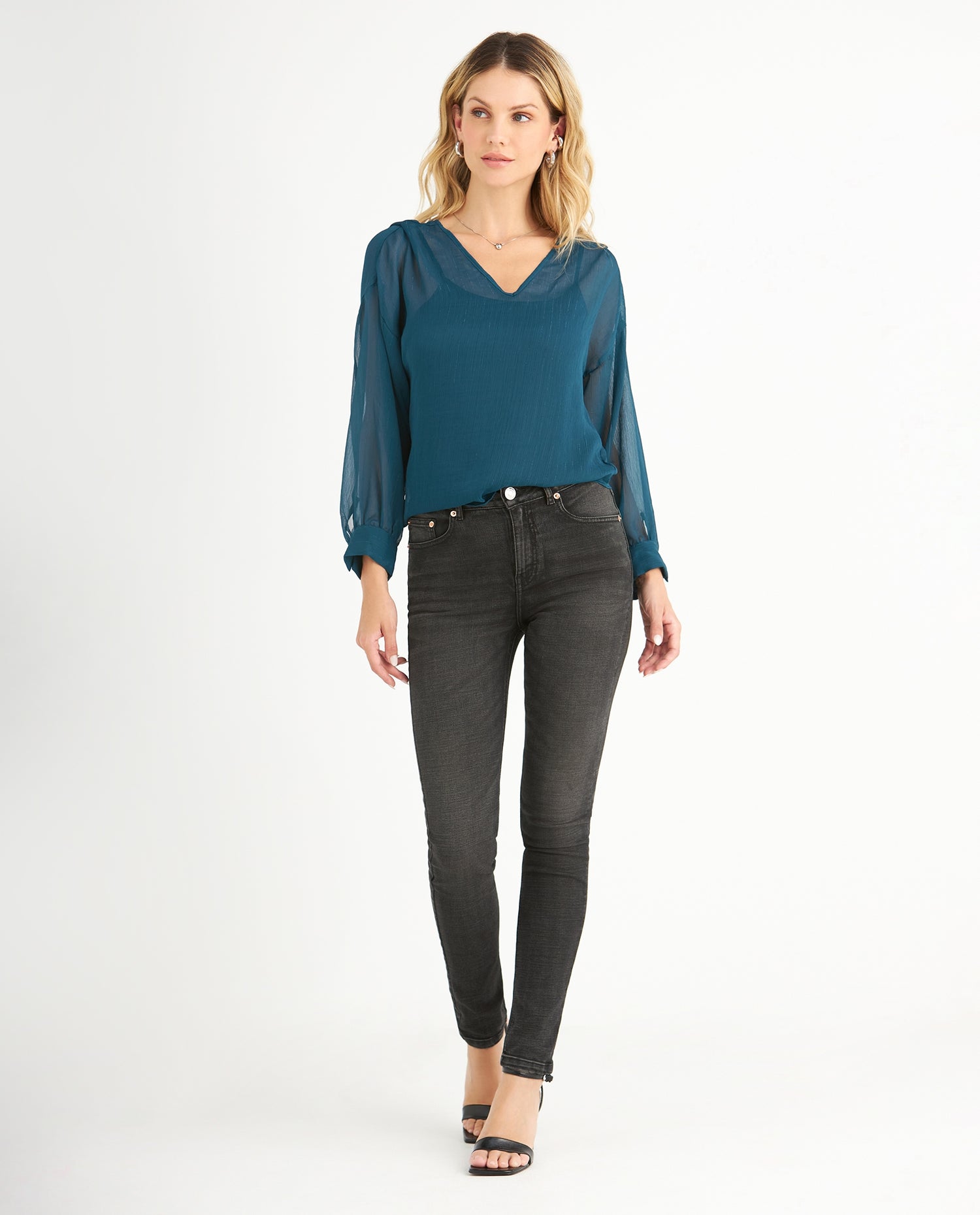 Camisa de tela con transparencia para mujer - Verde