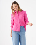 Camisa con bolsillo de parche para mujer - Rosa