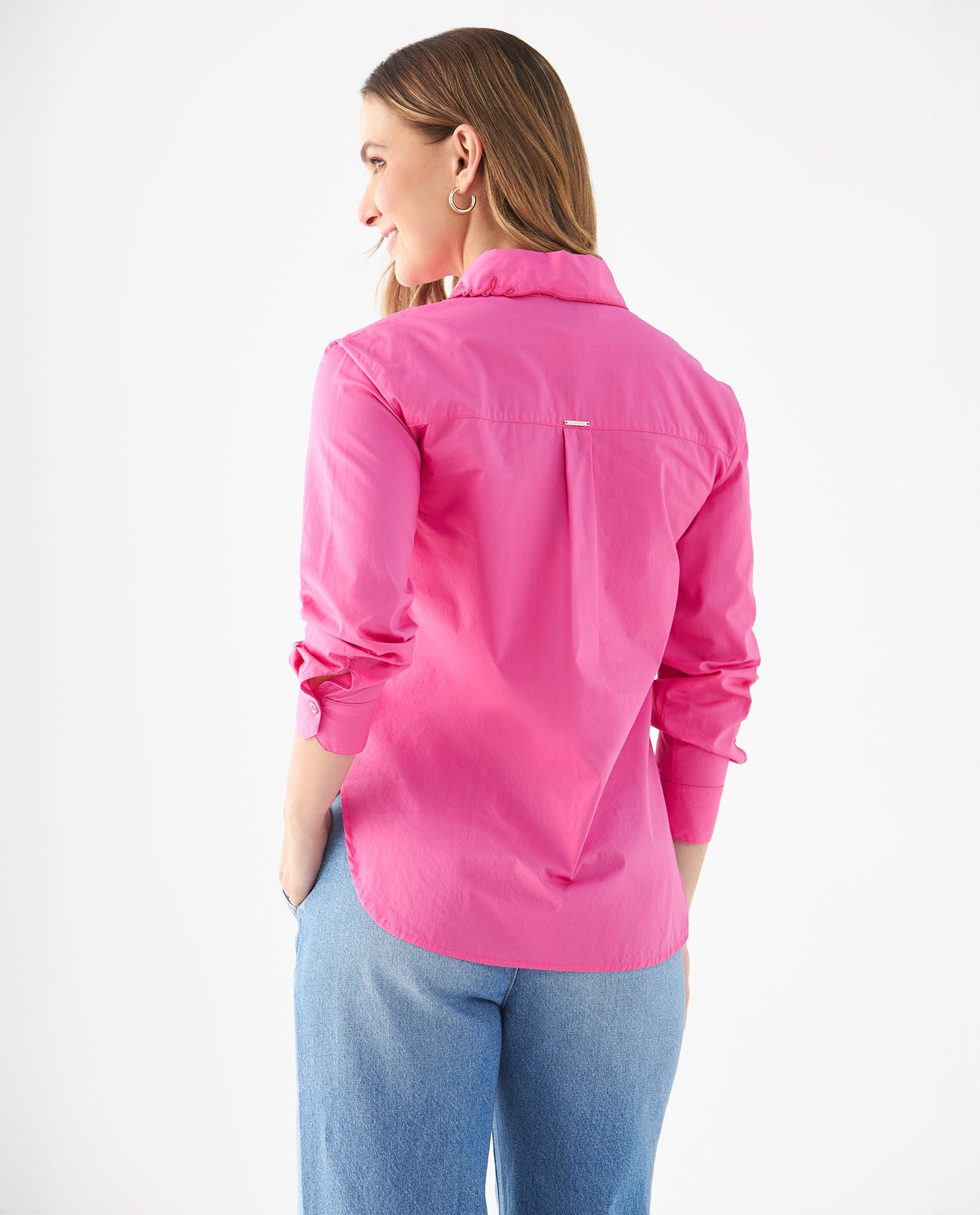 Camisa con bolsillo de parche para mujer - Rosa