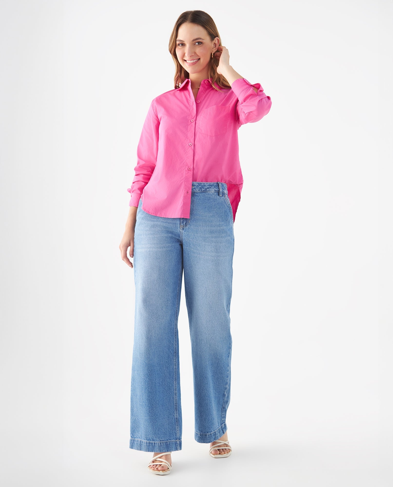 Camisa con bolsillo de parche para mujer - Rosa 34_419F036_ROS182333_5