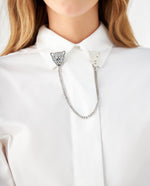 Camisa con broches decorativos para mujer - Crudo