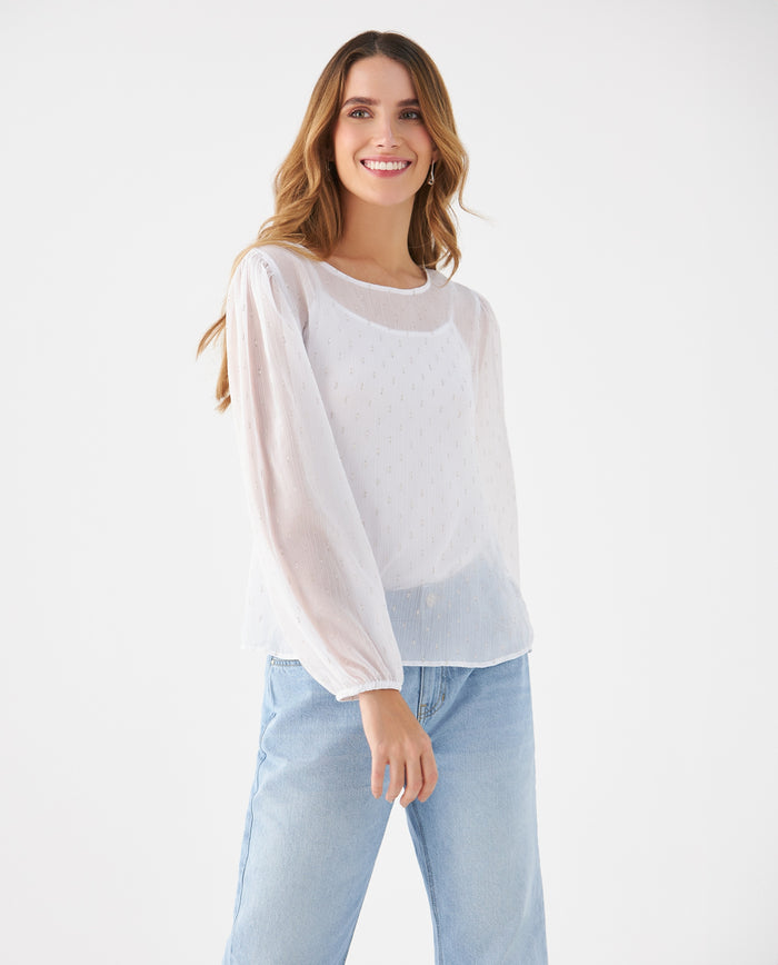 Camisa con detalles brillantes para mujer - Crudo 34_419F043_CRU110602_0
