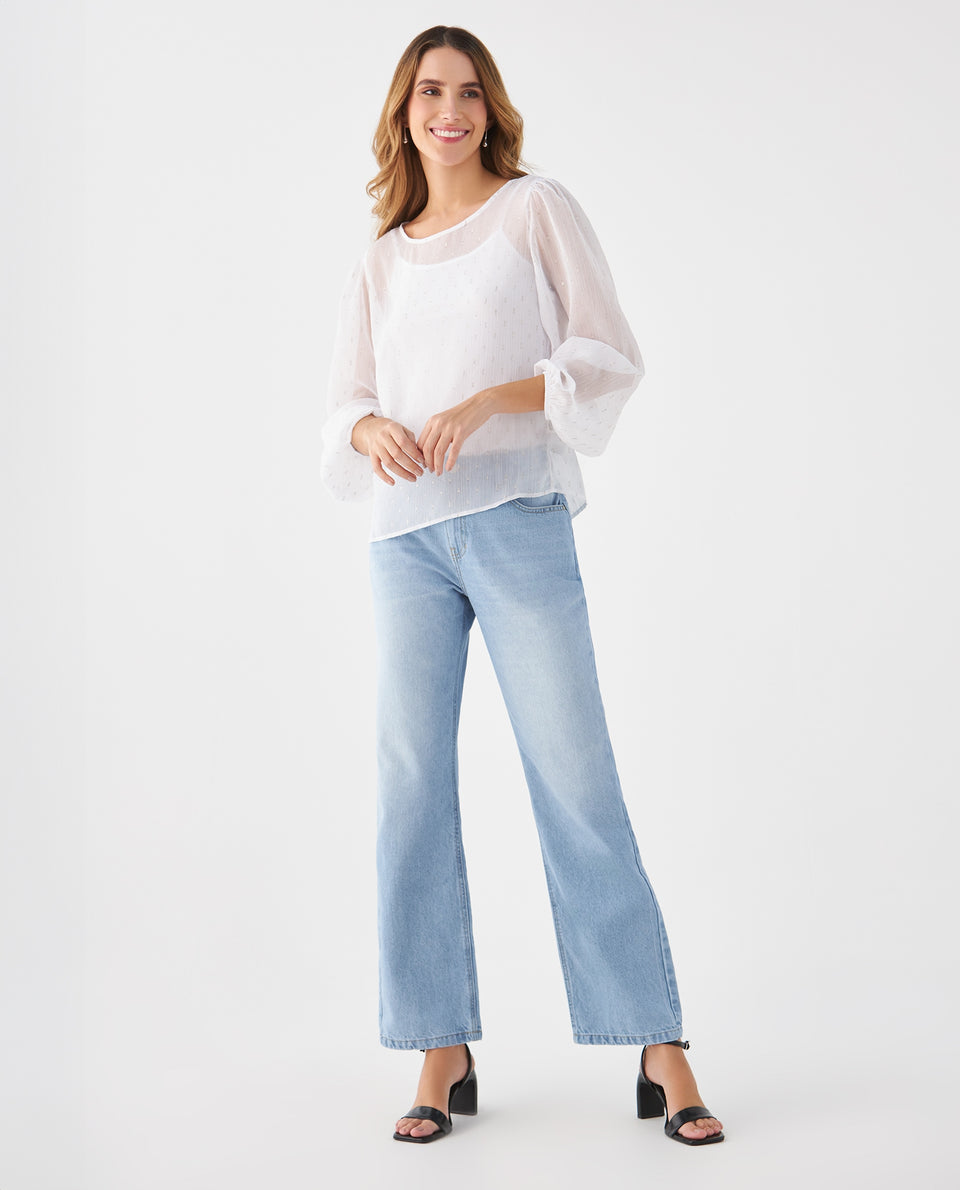 Camisa con detalles brillantes para mujer - Crudo 34_419F043_CRU110602_6