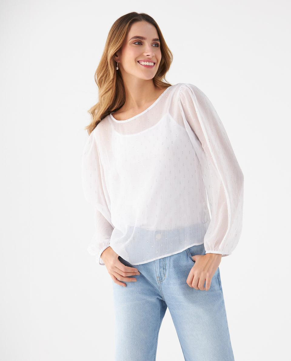 Camisa con detalles brillantes para mujer - Crudo 34_419F043_CRU110602_7