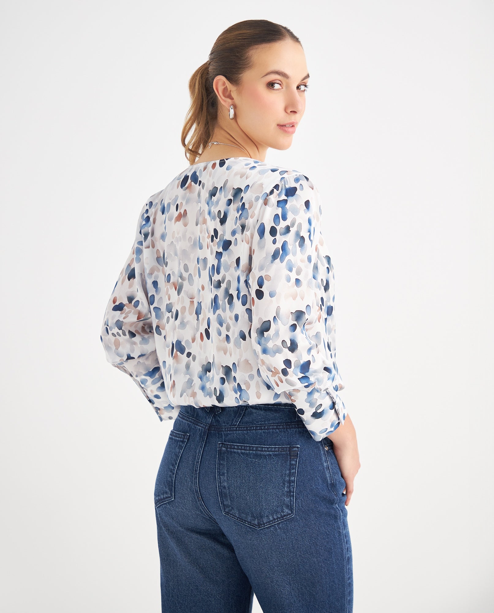 Camisa con estampado abstracto para mujer - Crudo 34_419F050_CRU110604_4