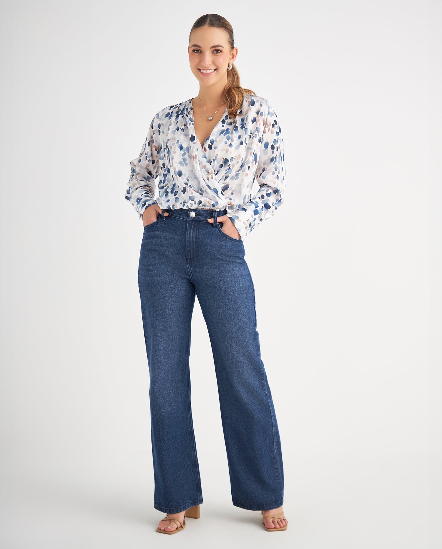 Camisa con estampado abstracto para mujer - Crudo