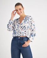Camisa con estampado abstracto para mujer - Crudo