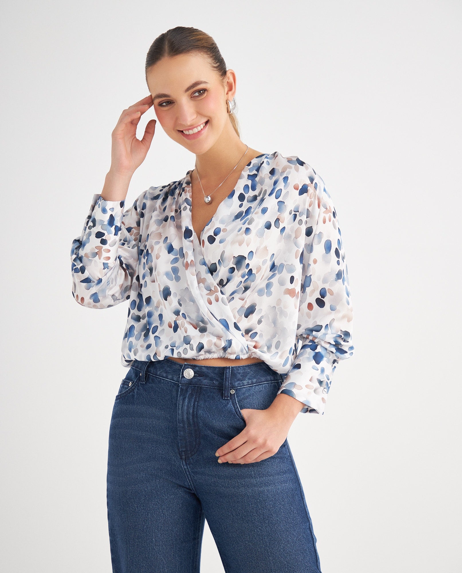 Camisa con estampado abstracto para mujer - Crudo 34_419F050_CRU110604_6