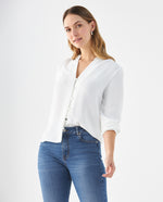 Camisa de tela fluida para mujer - Crudo