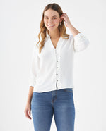 Camisa de tela fluida para mujer - Crudo