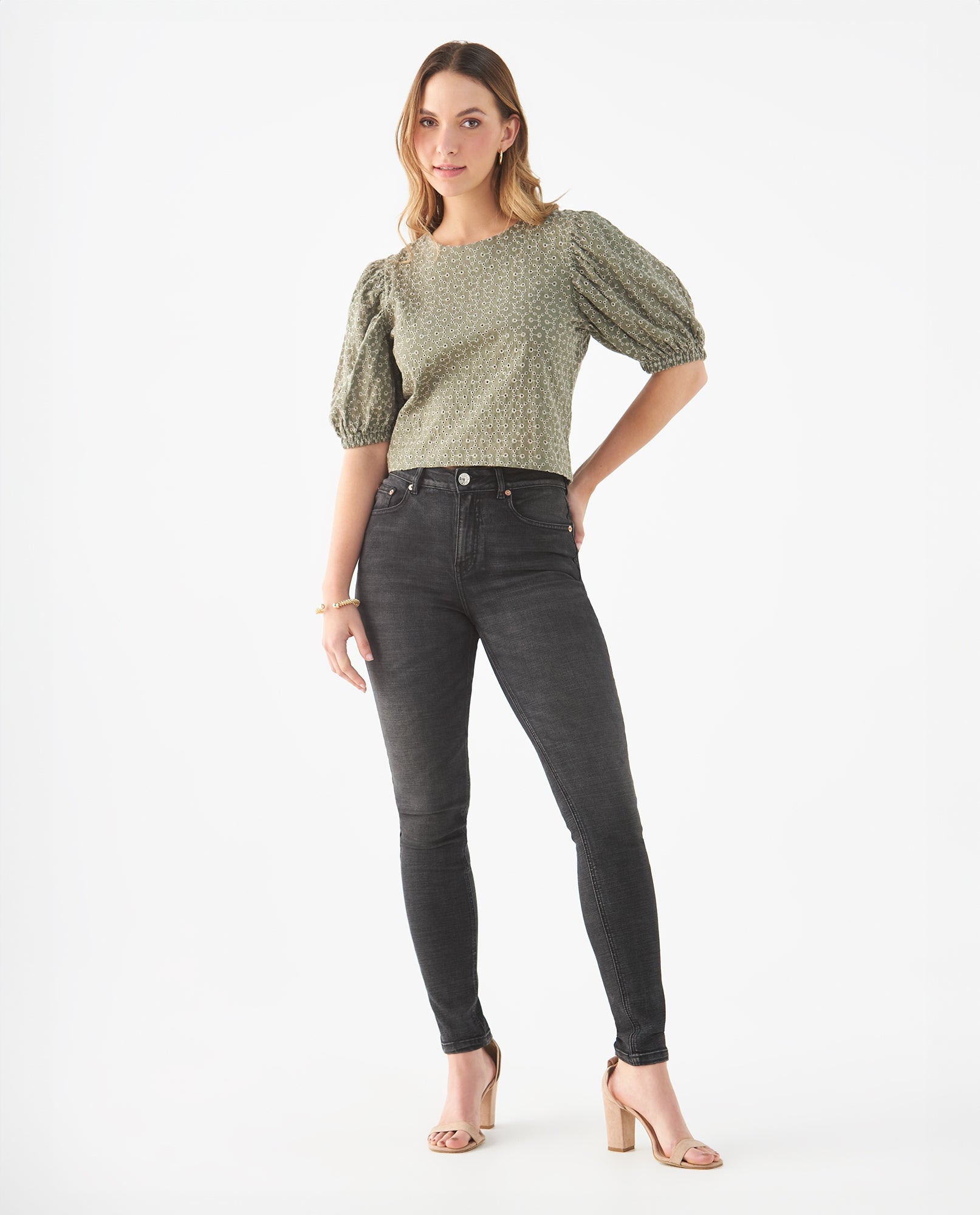 Camisa de manga con volumen para mujer - Verde 34_419F100_VER114804_5