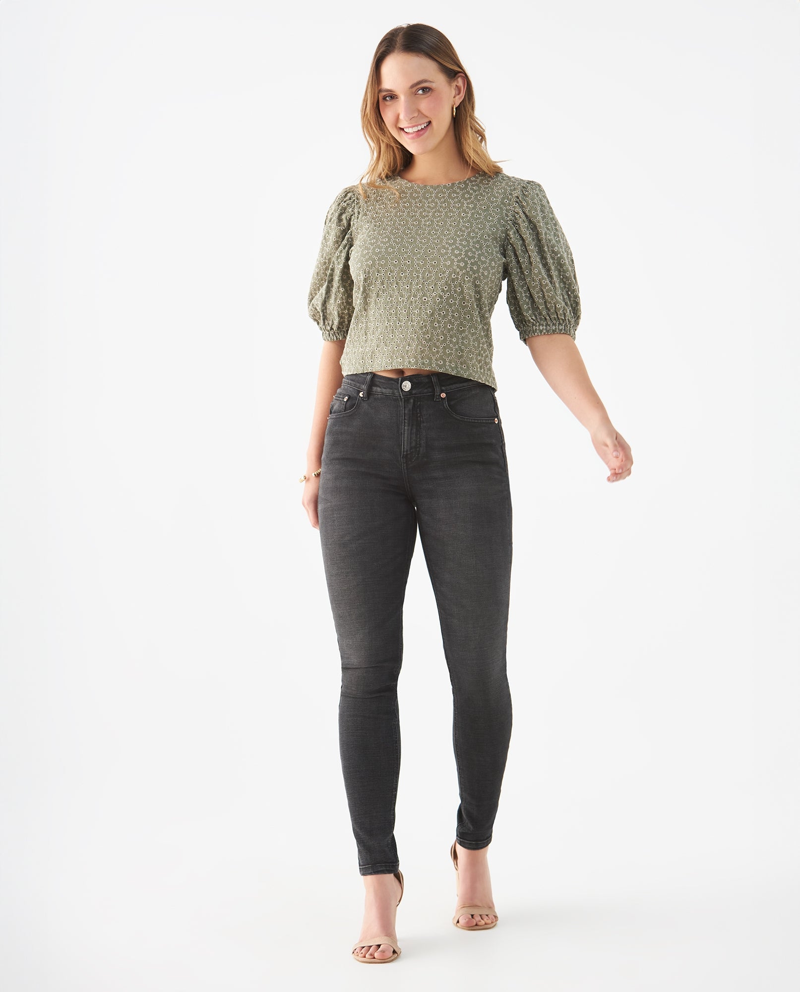 Camisa de manga con volumen para mujer - Verde 34_419F100_VER114804_6
